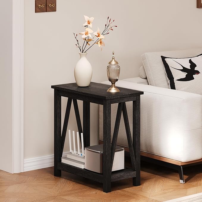 ChooChoo Farmhouse End Table Set of 2, Rustic Vintage Narrow End Side Table - Image 4