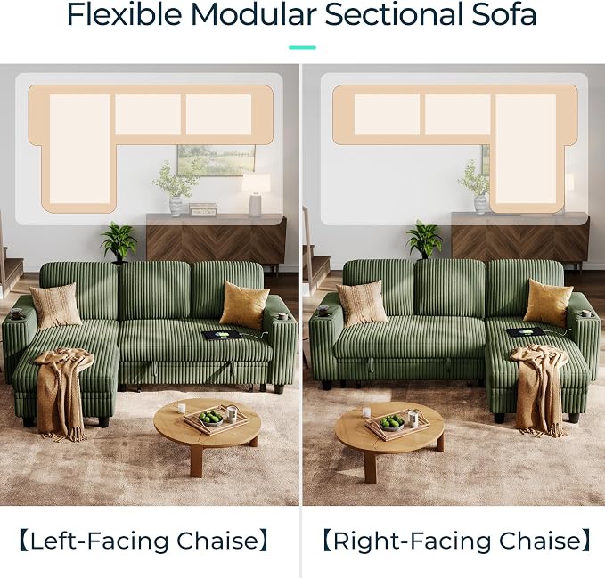 LINSY HOME Sectional Sleeper Sofa Pull Out Couches - Image 4