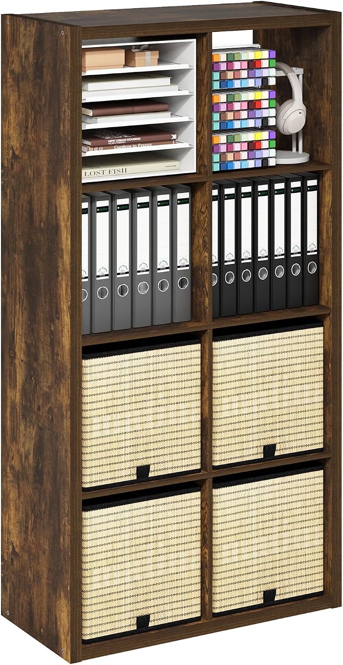 Furinno Cubicle Book Shelf, 8-Cube Bookshelf, Extra Thick Frame Horizontally & by Furinno-FitsYourSpaceFitsYourBudget