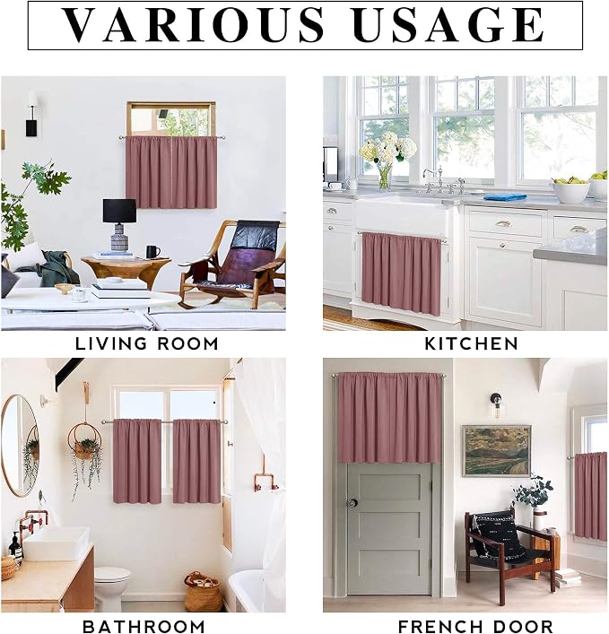 RYB HOME Half Curtain Tiers 36 inch Length, Rod Pocket Summer Heat Blocking - Image 8
