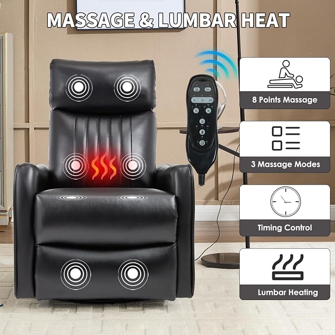 Trustyue Swivel Rocker Recliner Chair, 360° Swivel Recliner - Image 4