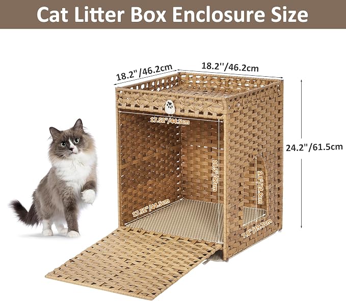 Cat Litter Box Enclosure with Soft Litter Mat; Hidden Cat Washroom Furniture - Image 7