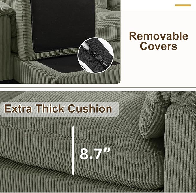 HAOMARKETS Corduroy 4-Piece Sofa Set, Upholstered Ottoman Set of 2, Accent - Image 5