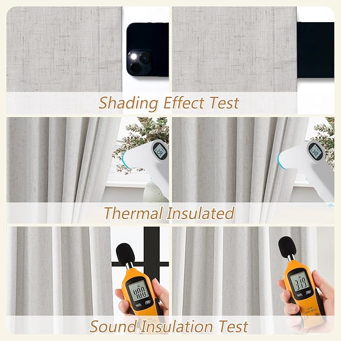 Guken Natural Extra Long 100% Blackout Curtains 132 Inch Length 2 Panels Set - Image 5