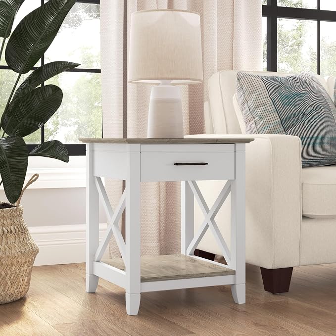 Bush Home End Table with Drawer, Nightstand with Storage, Living Room and - Image 2