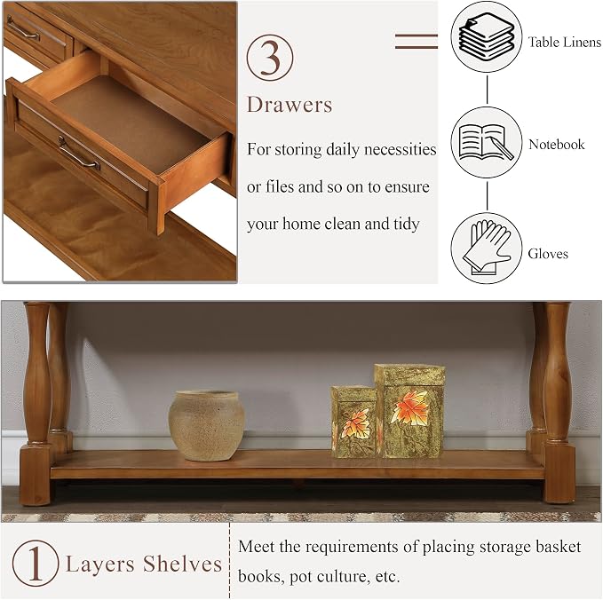 Knocbel Long Antique Entry Console Table - Image 9