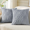 decorUhome Throw Pillow Covers 24x24 Inch Set of 2, Soft Plush Faux Wool Blue by decorUhome