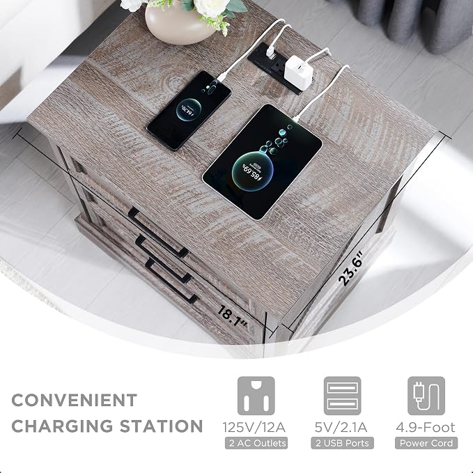 ACCOHOHO Farmhouse Nightstand - Image 5
