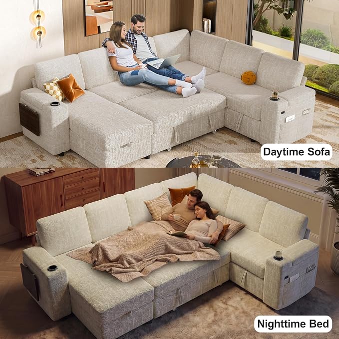 Vipbear 111" Modular Sectional Sleeper Sofa - Image 5