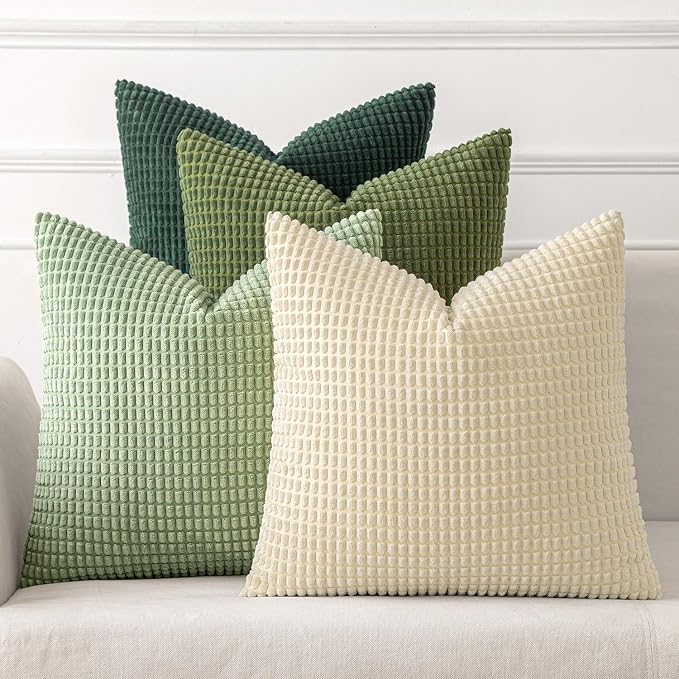 MIULEE Natural Green Pillow Covers 18x18 Inch Set of 4 Spring Modern Nordic by MIULEE