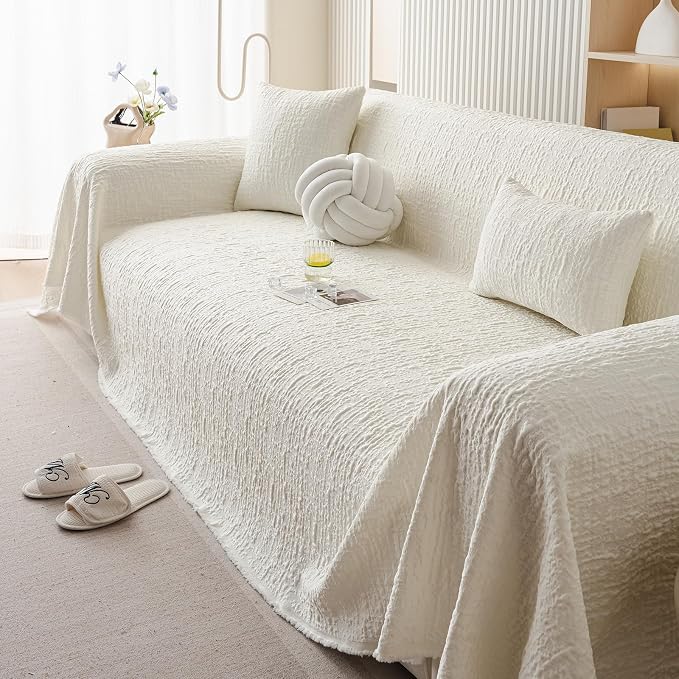 DREAMINGO Bubble Textured Cooling Sofa Cover, Ice Silk Breathable Couch Cover - Image 4