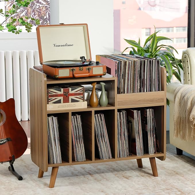 Record Player Stand, Large Record Player Table Cabinet - Image 3