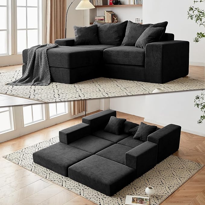 Modular Sectional Loveaeat Cloud Sofa, Boneless Couch by CozyMine