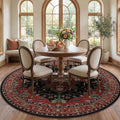 RELEANY Area Rugs Round 7ft Washable Non-Slip, Floral Vintage Distress Print by RELEANY