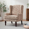 HUIMO Printed Wingback Accent Chair, Linen Upholstered High Back Armchair by HUIMO