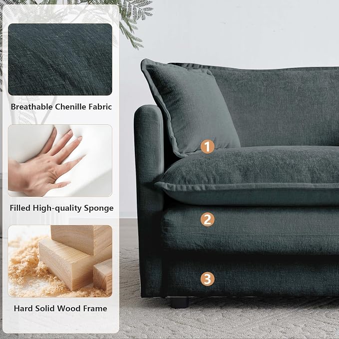 mikibama Luxury 3 Piece Sofa Set, 2 Pieces of Single Sofa and 1 Piece of 3 - Image 5