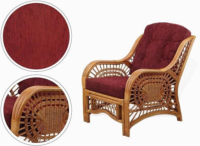 Malibu Lounge Living Accent Armchair Natural Rattan Wicker Handmade Design - Image 3