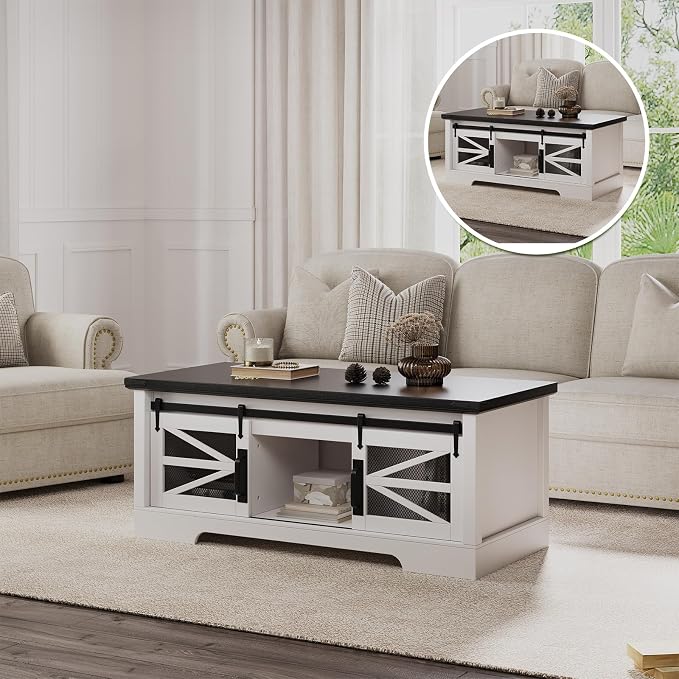 47.2" Lift Top Coffee Table, Hidden Storage Compartment, Lifting Tabletop by Unknown