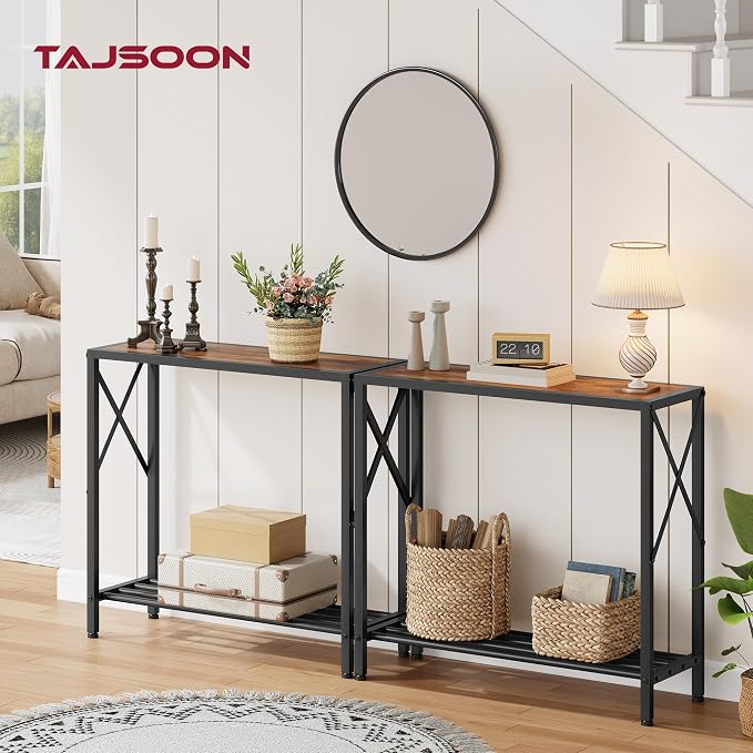 Tajsoon 2PCS Console Table, 2 Tier Small Hallway Table, Narrow Sofa Table - Image 4