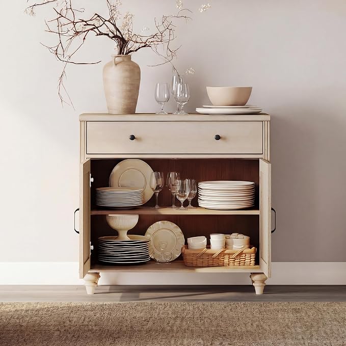 WAMAPT Buffet Cabinet with 6 Doors and 3 Drawers, Large Coffee Bar Table Wood - Image 4