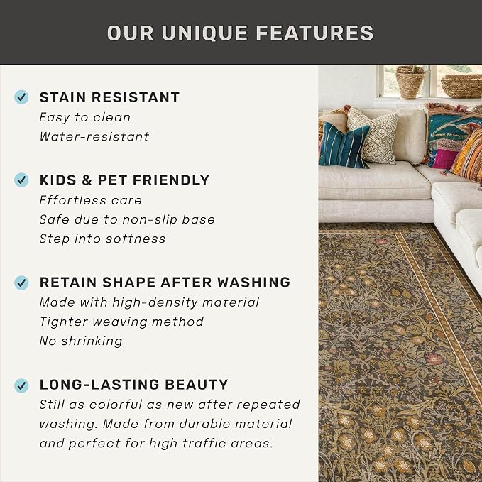 Hazo Haus Non Slip 2x7 Gold Brown Runner Rugs - Image 7