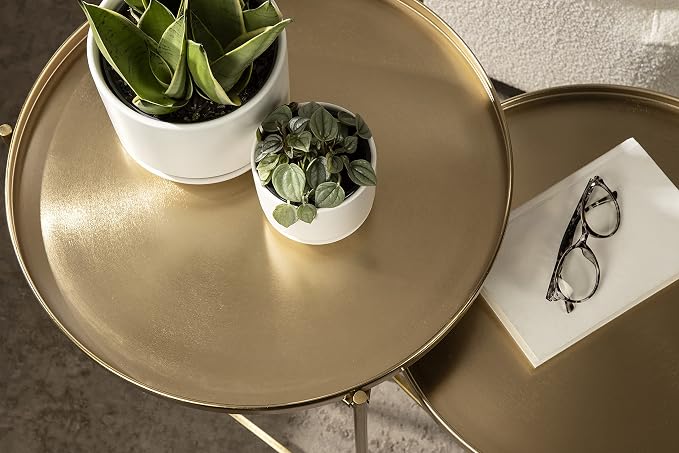 Kate and Laurel Ulani Modern Nesting Side Table; Set of 2; Gold; Sophisticated - Image 4