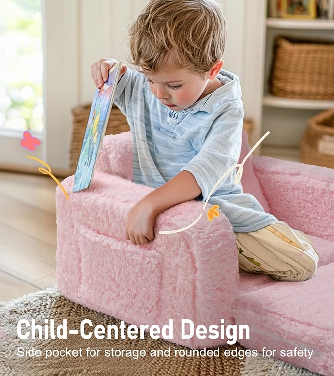 3-in-1 Extra Wide Convertible Kids Couch, Flip Open Toddler Couch to Lounger - Image 7