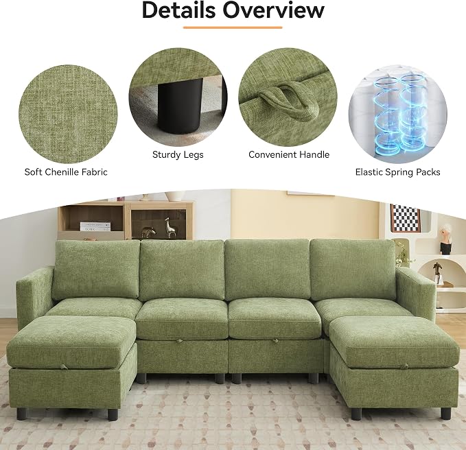 WUTUTUEE 58”Modular Sectional Loveseat Sofa, Modern Love Seat 2 Seater Sofa - Image 4