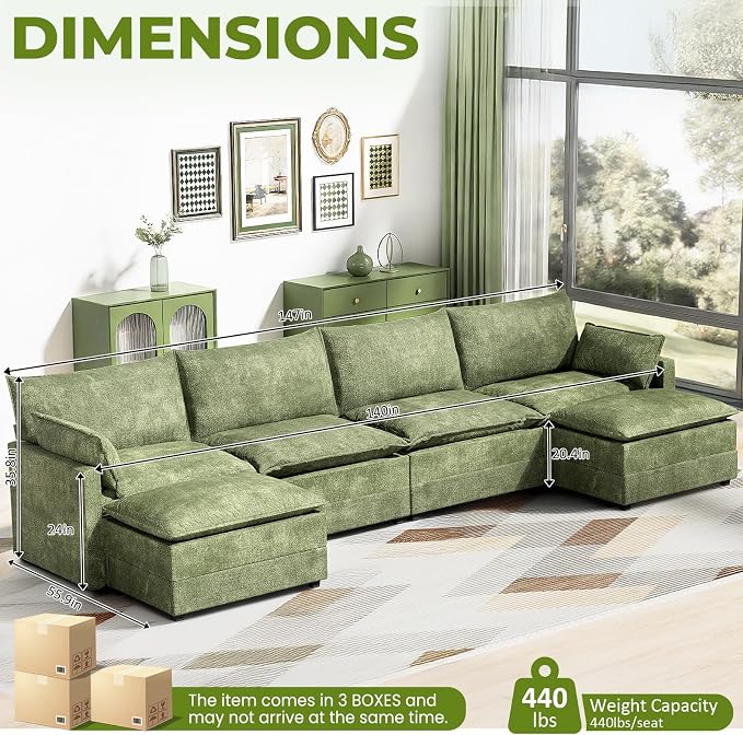 LEVELEVE 147" U-Shape Modular Sofa - Image 3