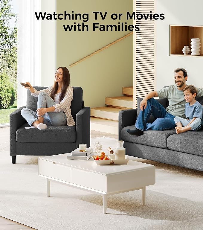 Welzona Sofa Accent Chair, Tool-Free Setup Living Room Accent Chairs, Comfy Arm - Image 6