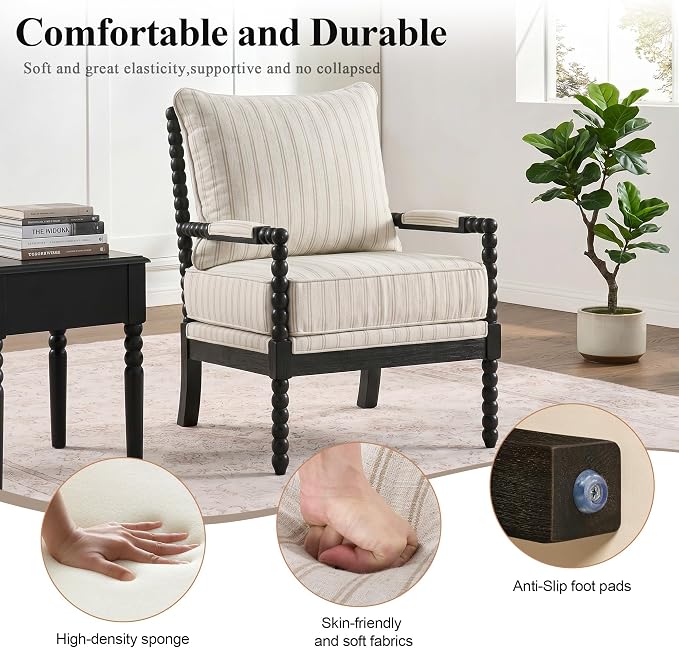 DUHOME Linen Fabric Spindle Accent Chair - Image 5