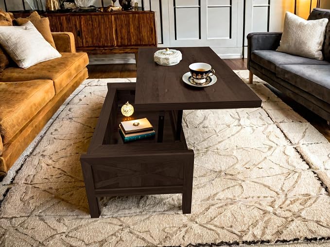 Lift Top Coffee Table with Hidden Compartment, Storage Coffee Table with Lift - Image 6