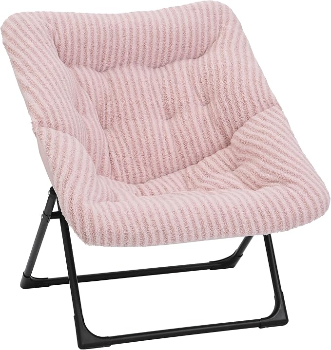 Comfy Saucer Chair for Adults, Soft Faux Fur Bedroom Chair, Accent Dorm Chairs by MordchilHF