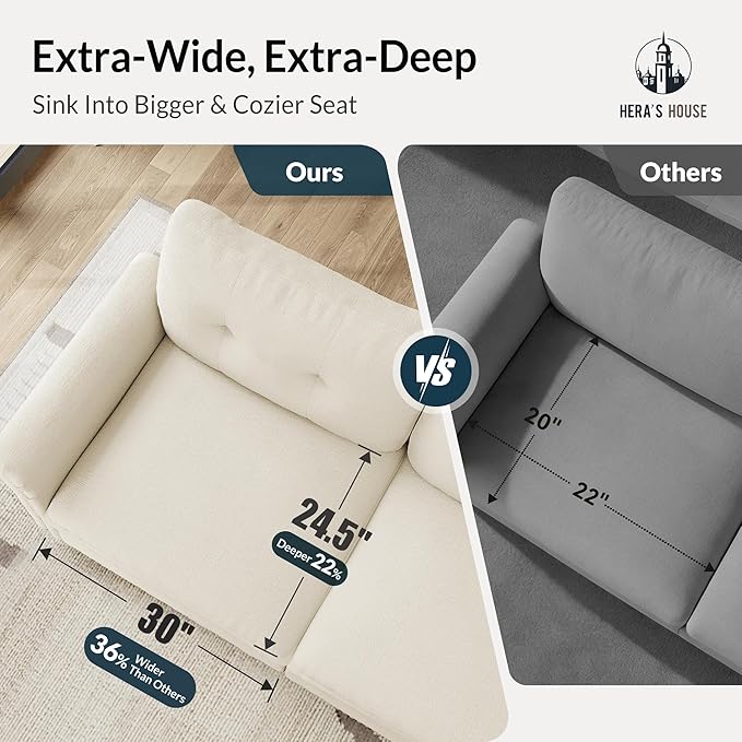 HERA'S HOUSE 2 Pieces Modular Sectional Sofa Sets, Oversized Couch Set - Image 4