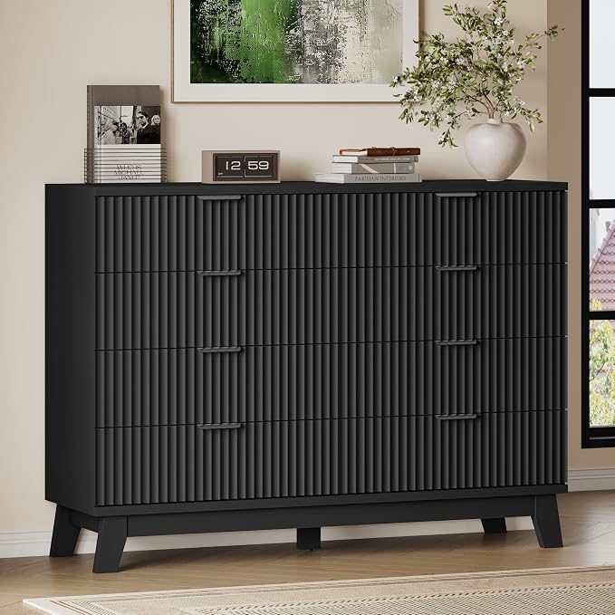 BORNOON 53" Tall Dresser for Bedroom, 8-Drawer Fluted Chest of Drawers by BORNOON