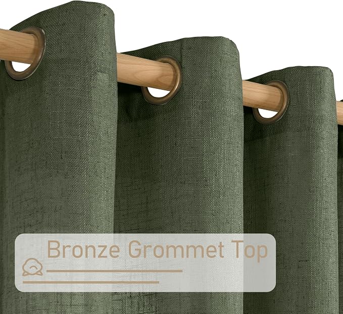 LAMIT Short Linen Curtains 36 Inch Length 2 Panels, Light Filtering Window - Image 2
