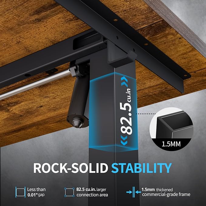 BIZUM Electric Standing Desk, Rustic Brown Sit to Stand Desk Memory Gaming - Image 3
