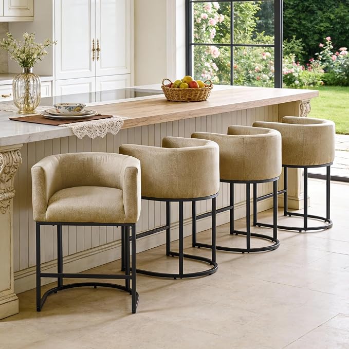 ClinQ 26" H Counter Height Bar Stools Set of 2, Modern Barrel Counter Stools - Image 8