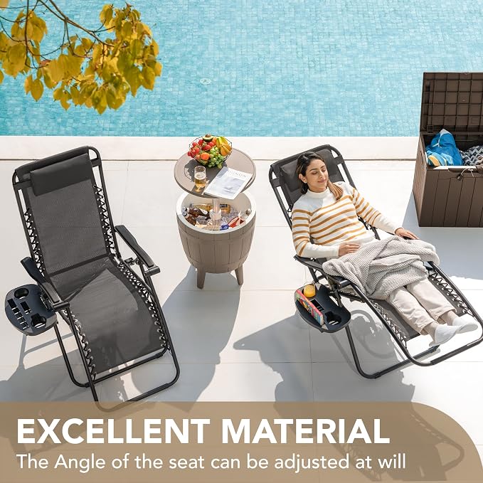 Devoko Patio Zero Gravity Chair Outdoor Free Folding Adjustable Chaise Lounge - Image 4