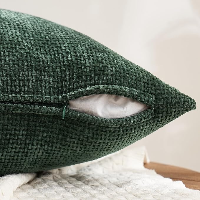 MIULEE Pack of 4 Couch Throw Pillow Covers 18x18 Inch Green Soft Decorative - Image 7