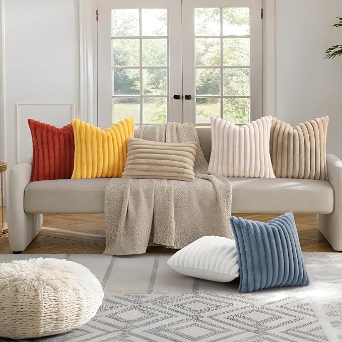 decorUhome Cozy Faux Fur Throw Pillow Covers 26x26 Set of 2 Decorative Soft - Image 6