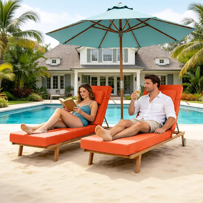 Chaise Lounge Cushions Outdoor 80x26x6 Inch, Fade Resistant 6'' Thicken Outdoor - Image 2