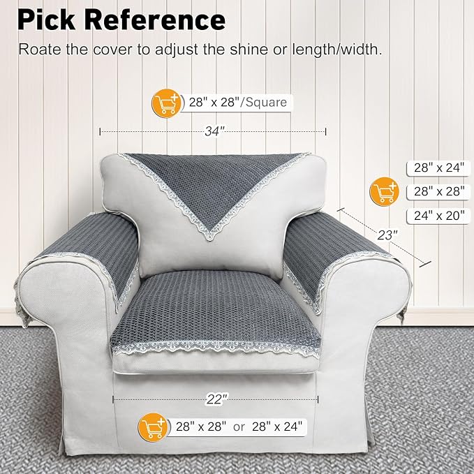 Velvet Couch Arm Covers, Headrest/Backrest Cover, Seat Slipcover - Image 2