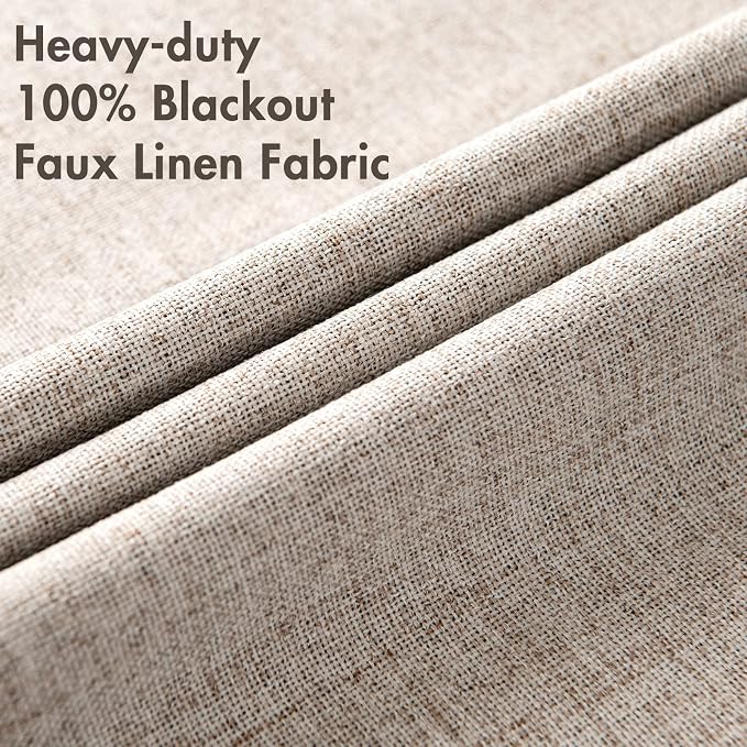 MIULEE Linen Blackout Curtains and Drapes 100% Room Darkening Thermal Insulated - Image 5