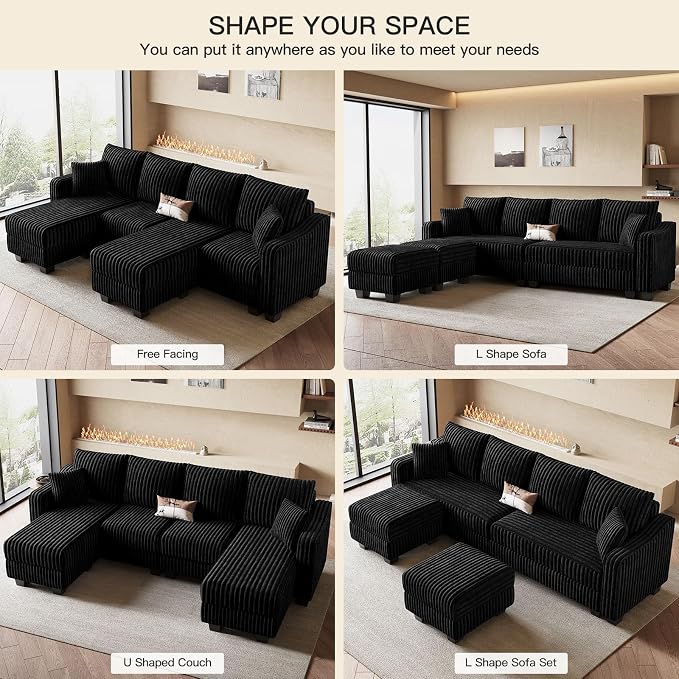 Belffin U Shaped Couch with Reversible Chaises Sectional Couches - Image 5