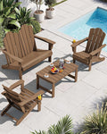 SERWALL 4 Pieces HDPE Patio Adirondack Chair Set, 2 Adirondack Chair by SERWALL
