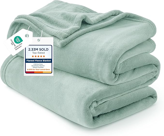 Bedsure GentleSoft Sage Green Fleece Blankets Queen Size by BEDSURE