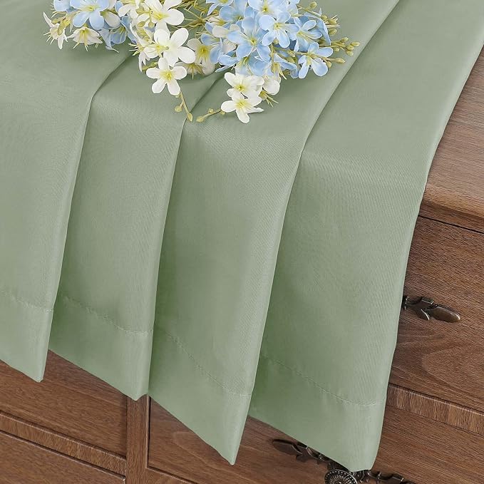 Sage Green Valances for Windows 14 inch Length 2 Panels, Small Voile Sheer - Image 6