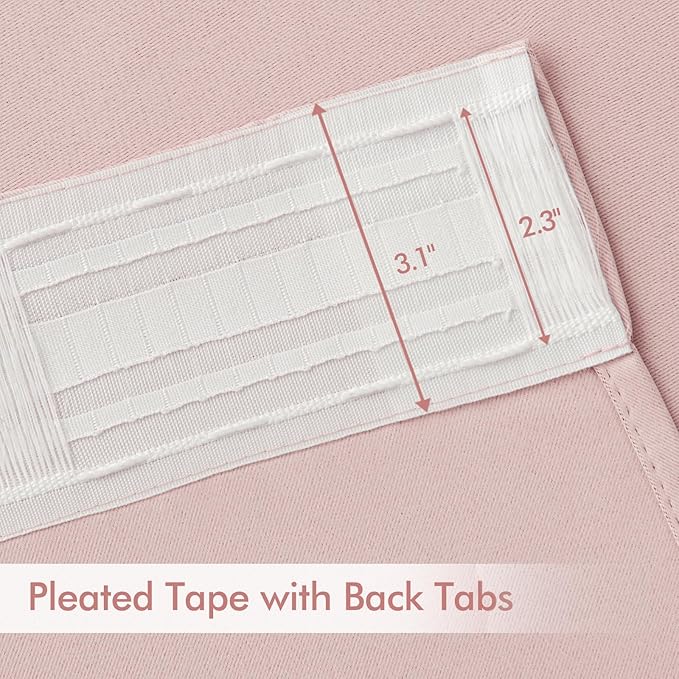 MIULEE Baby Pink Back Tab Blackout Curtains 63 Inch Length 2 Panels Set - Image 4