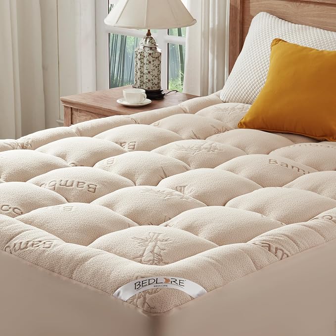 BEDLORE Twin Mattress Topper Viscose Derived from Bamboo, Thick Pillow Top by Bedlore